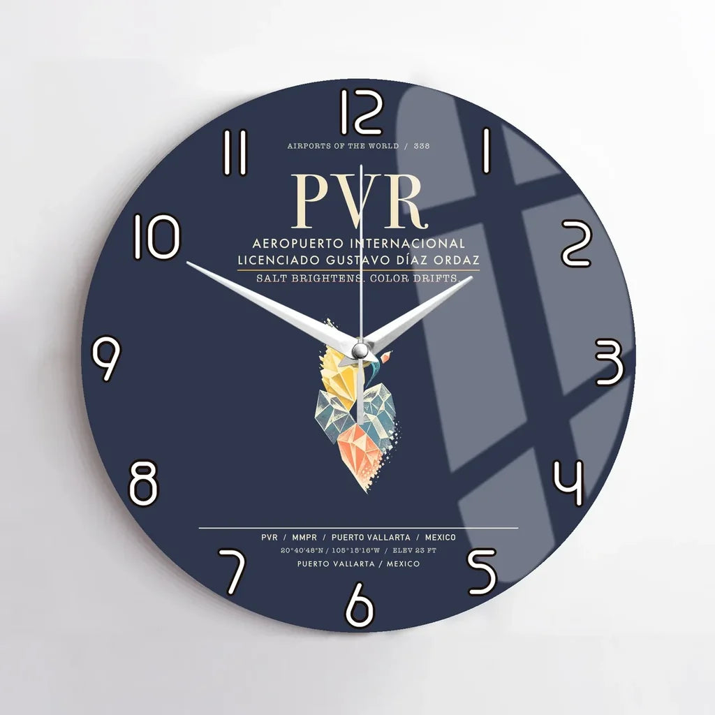 Aeropuerto Internacional Licenciado Gustavo Diaz Ordaz PVR  Puerto Vallarta Wall-Clock No-Frame - Navy Blue