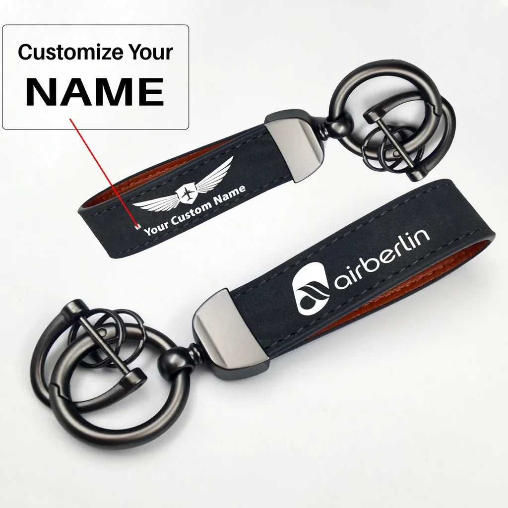 airberlin Horseshoe Buckle key chain, Black + Name
