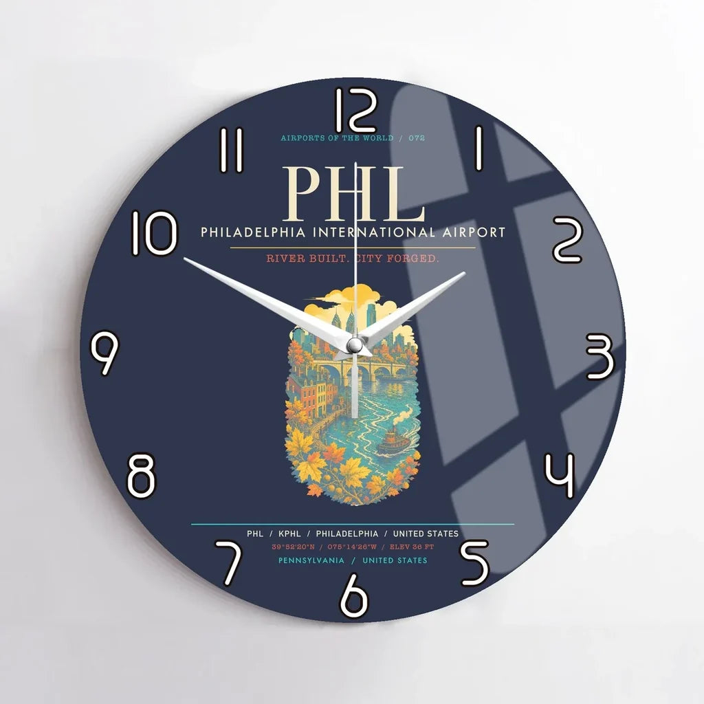 Philadelphia International Airport PHL Wall-Clock No-Frame - Navy Blue