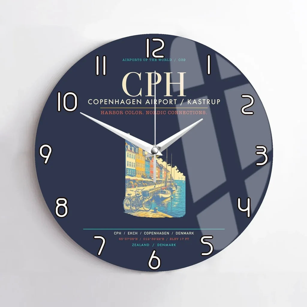 Copenhagen Airport Kastrup CPH Wall-Clock No-Frame - Navy Blue