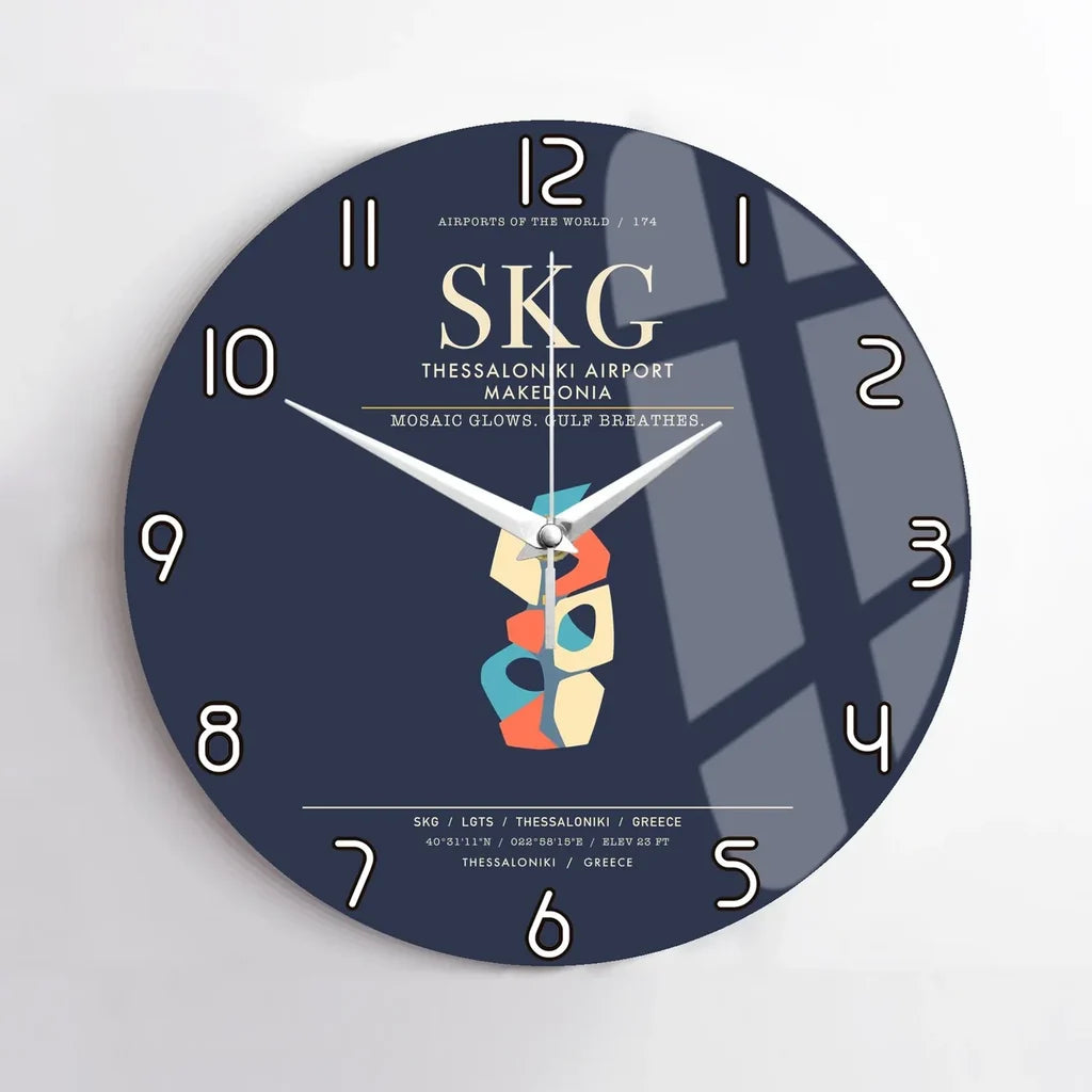 Thessaloniki Airport Makedonia SKG Wall-Clock No-Frame - Navy Blue