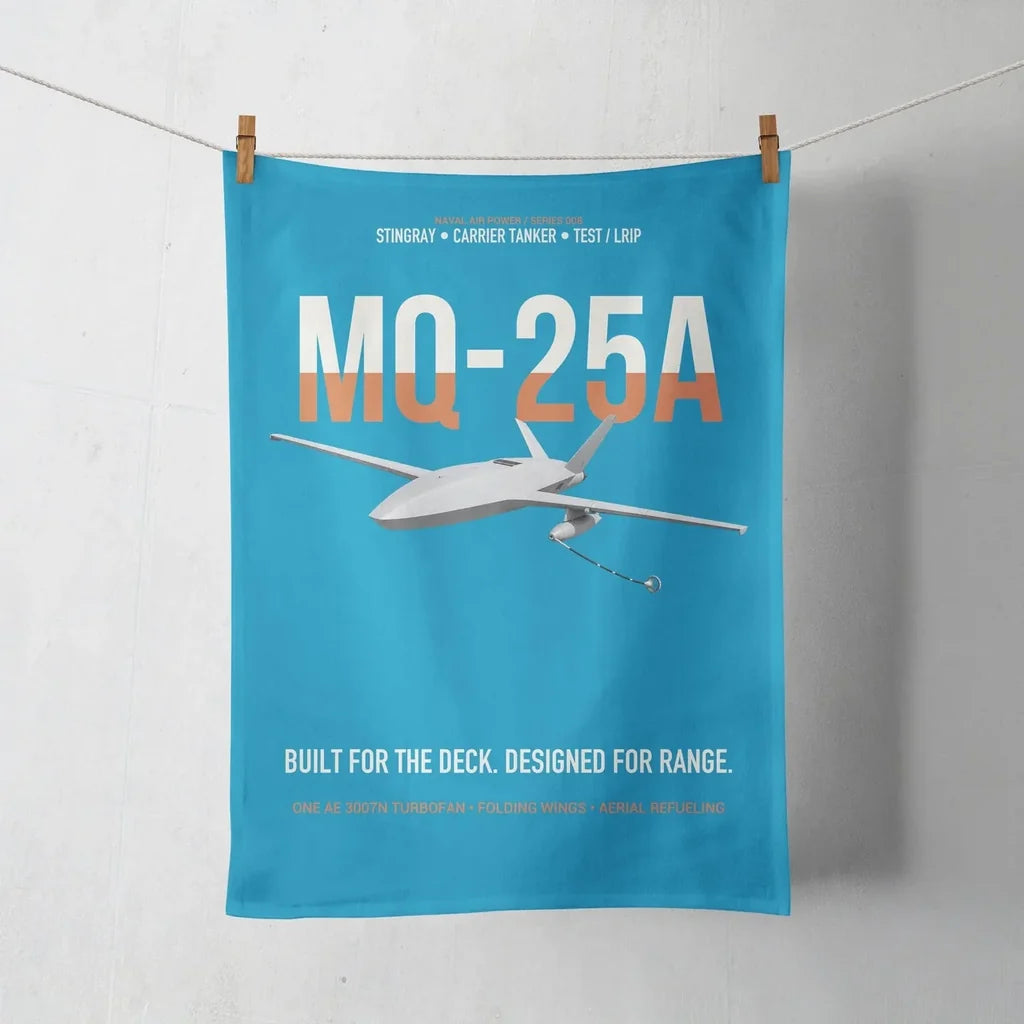 MQ-25A STINGRAY design on turquoise towel
