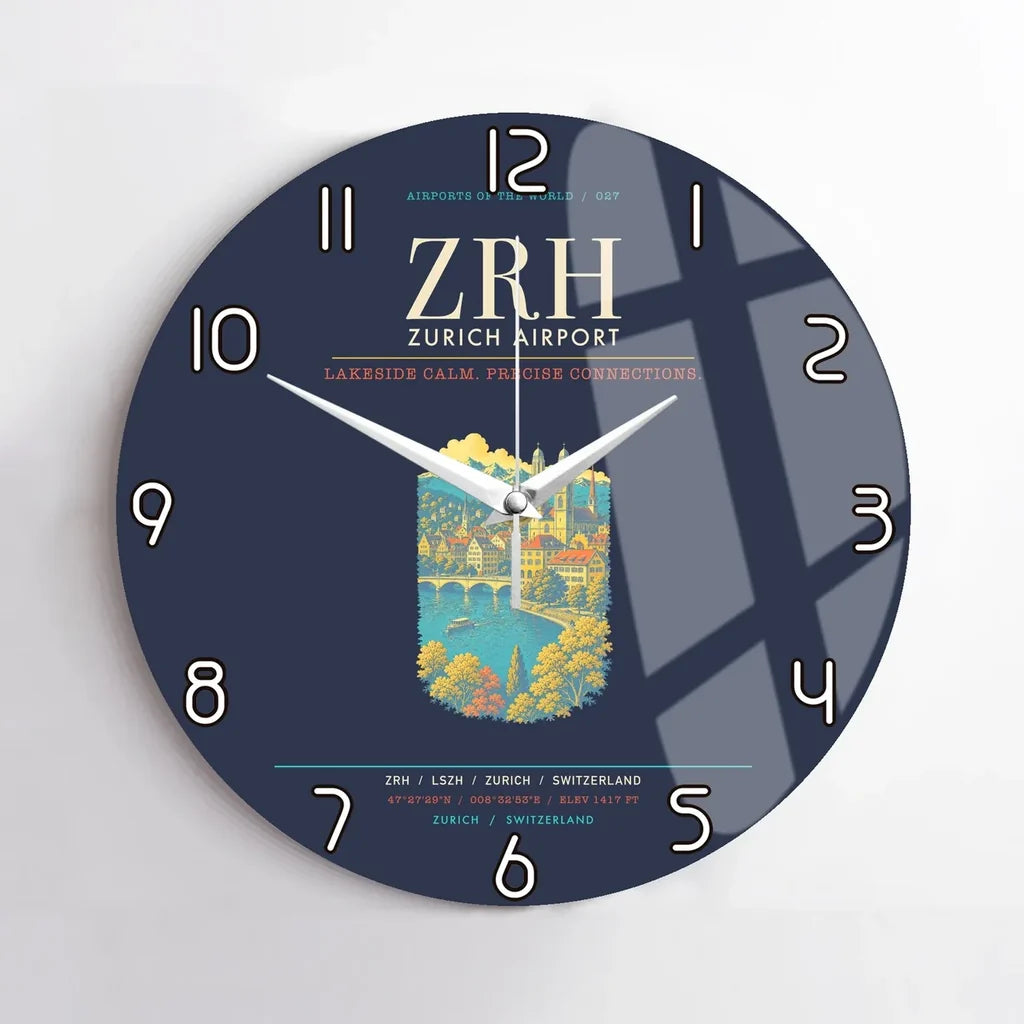 Zurich Airport ZRH Wall-Clock No-Frame - Navy Blue
