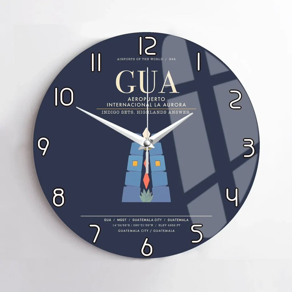 Aeropuerto Internacional La Aurora GUA  Guatemala City Wall-Clock No-Frame - Navy Blue