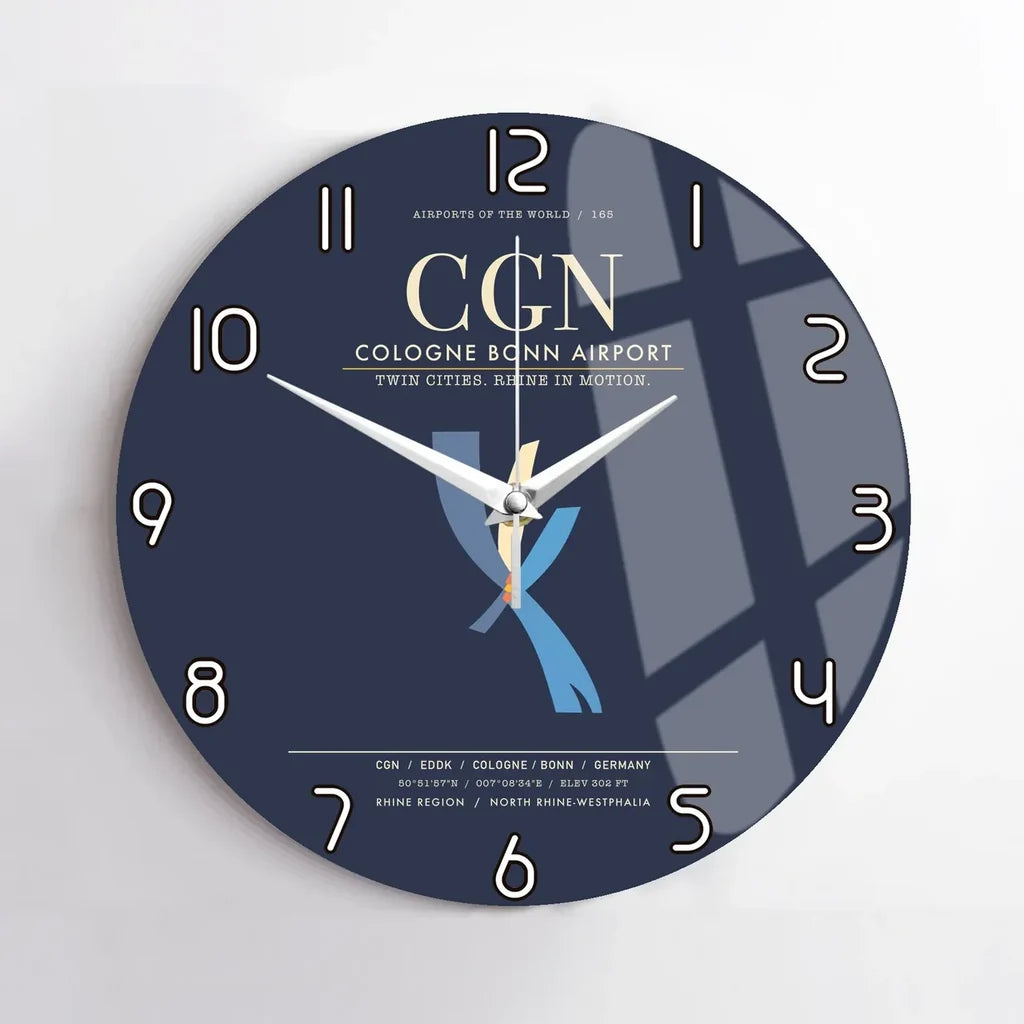 Cologne Bonn Airport CGN Wall-Clock No-Frame - Navy Blue