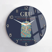 Thumbnail for Sao Paulo Guarulhos International Airport GRU Wall-Clock No-Frame - Navy Blue