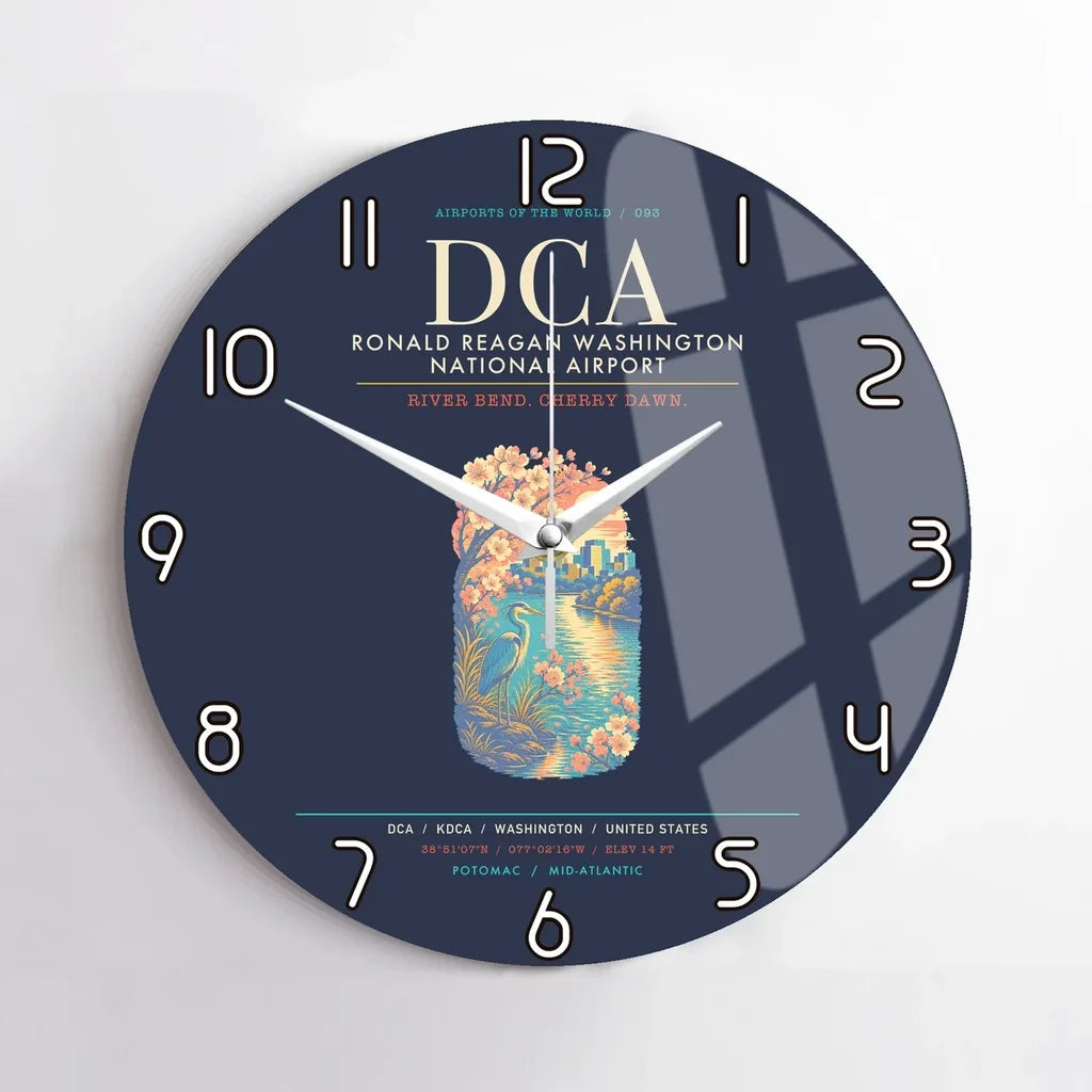 Ronald Reagan Washington National Airport DCA Wall-Clock No-Frame - Navy Blue