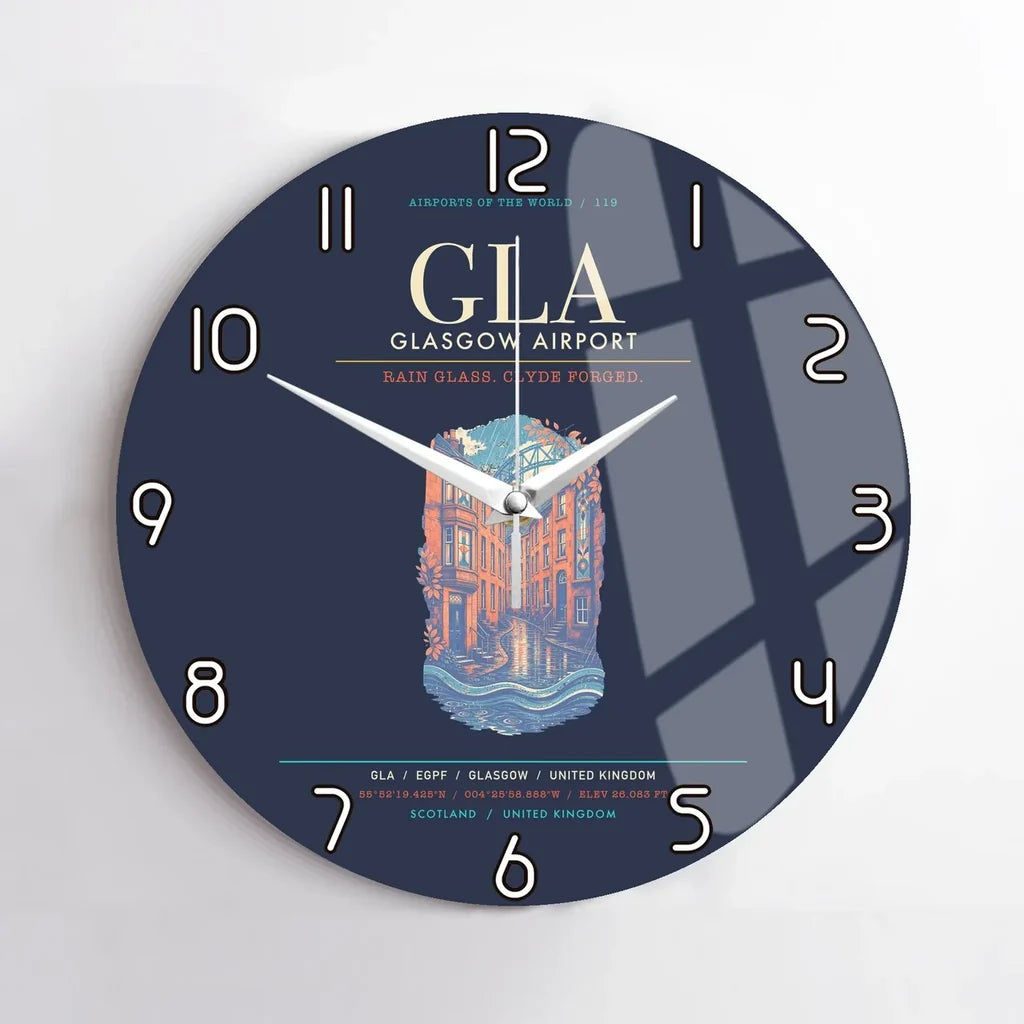 Glasgow Airport GLA Wall-Clock No-Frame - Navy Blue
