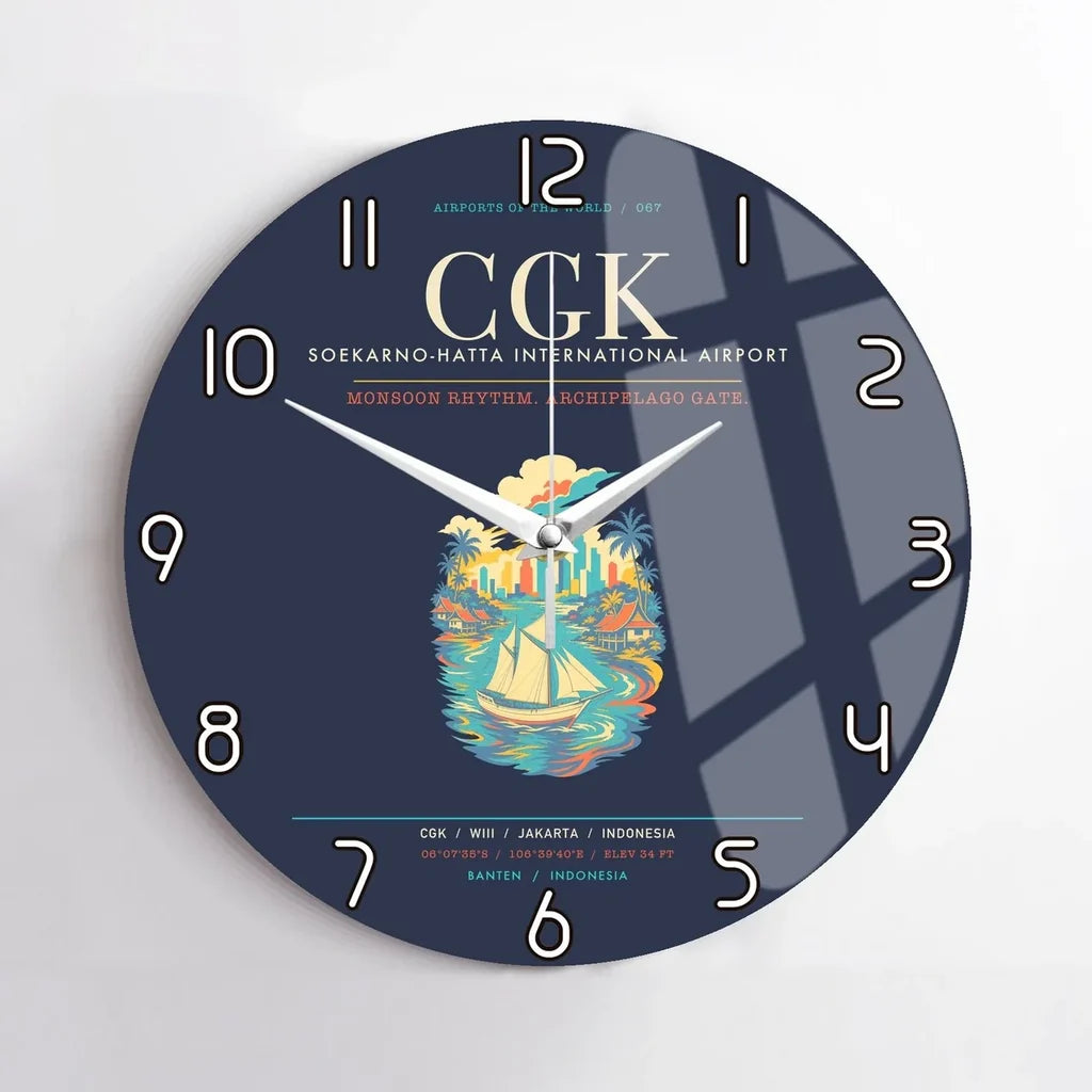 Jakarta Soekarno-Hatta International Airport CGK Wall-Clock No-Frame - Navy Blue