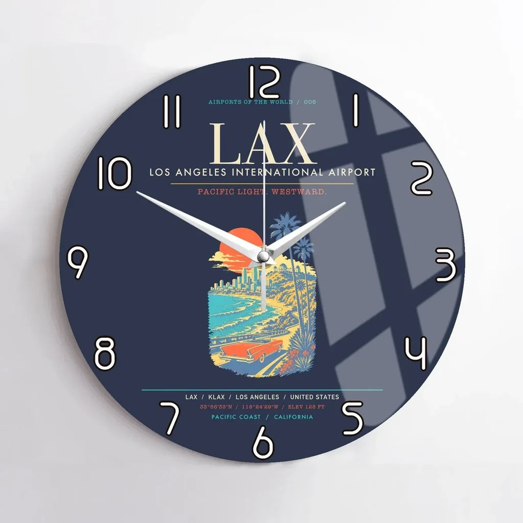 Los Angeles International Airport LAX Wall-Clock No-Frame - Navy Blue