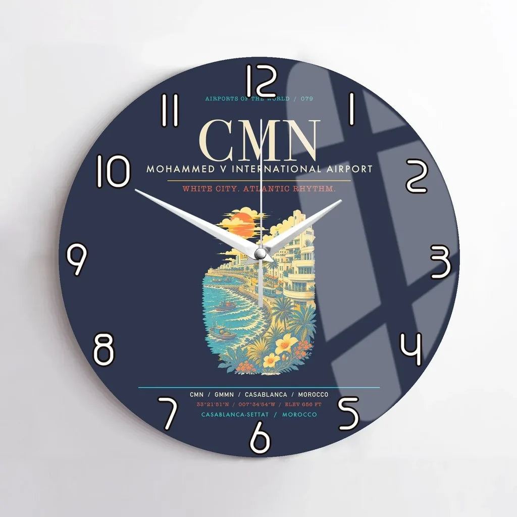 Casablanca Mohammed V International Airport CMN Wall-Clock No-Frame - Navy Blue