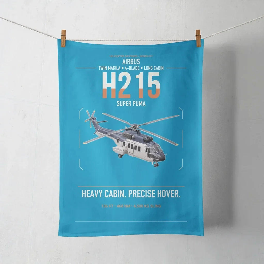 Airbus H215 design on turquoise towel