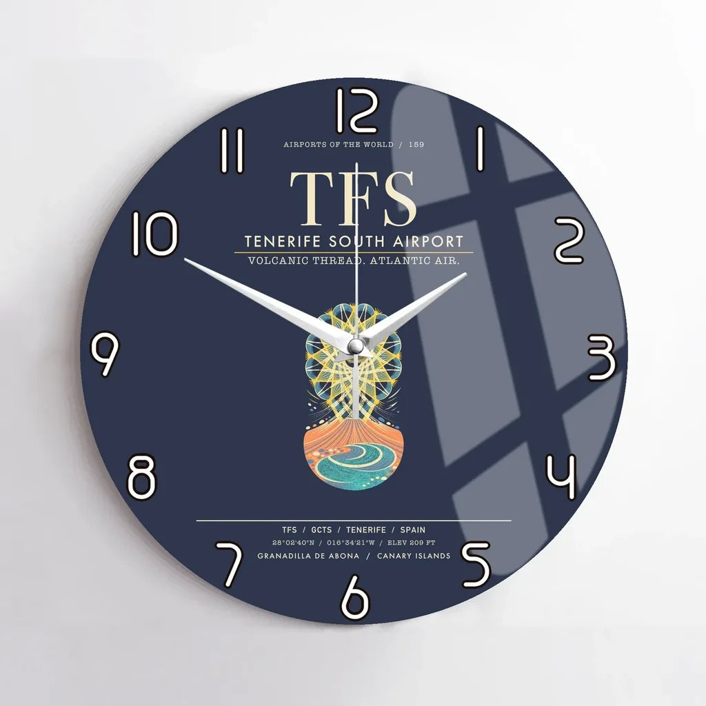Tenerife South Airport TFS Wall-Clock No-Frame - Navy Blue