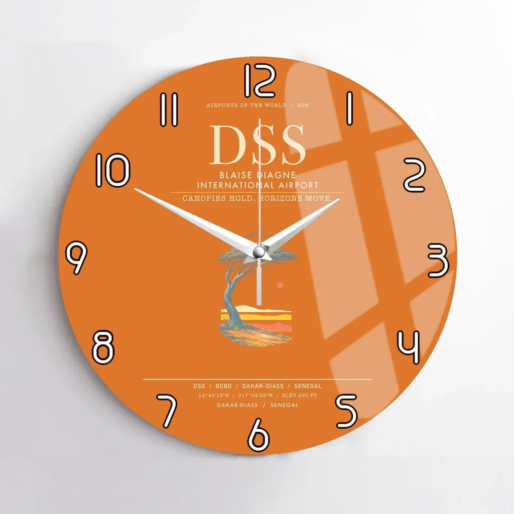 Blaise Diagne International Airport DSS  Dakar-Diass Wall-Clock No-Frame - Orange