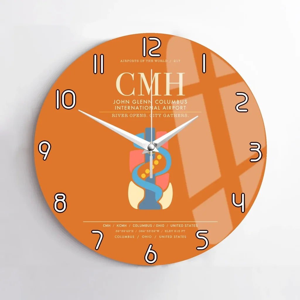 John Glenn Columbus International Airport CMH Wall-Clock No-Frame - Orange