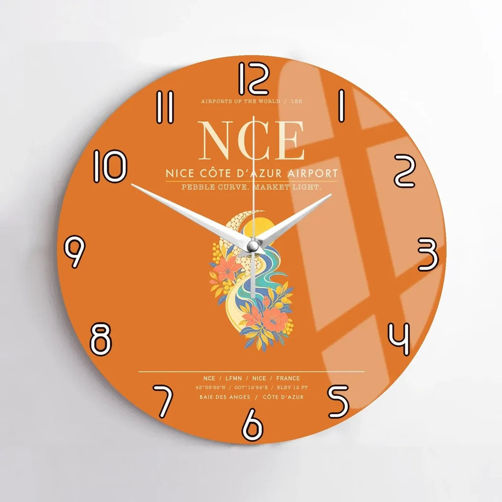 Nice Cote dAzur Airport NCE Wall-Clock No-Frame - Orange