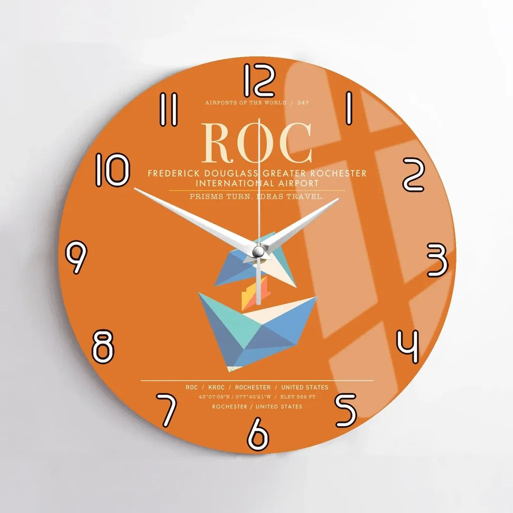 Frederick Douglass Greater Rochester International Airport ROC Wall-Clock No-Frame - Orange