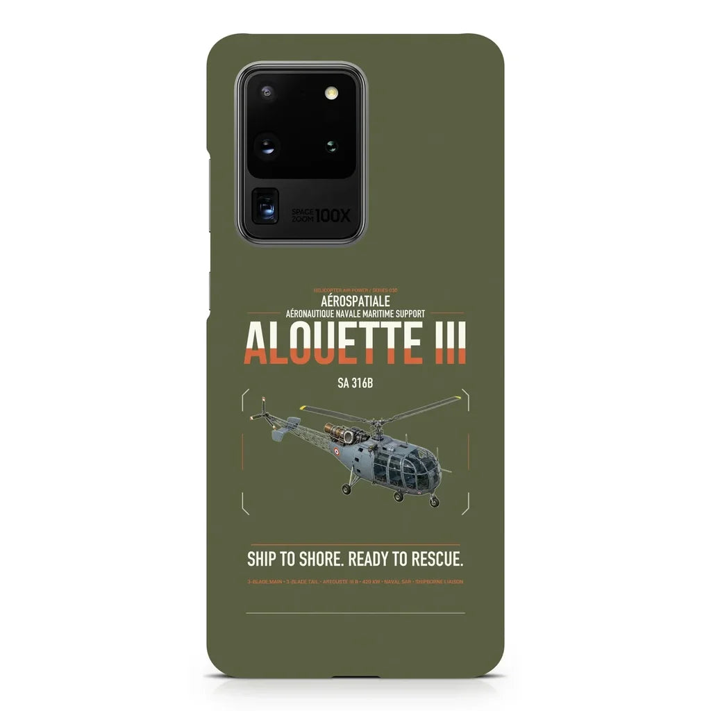Aérospatiale SA 316B Alouette III design on samsung case - green army