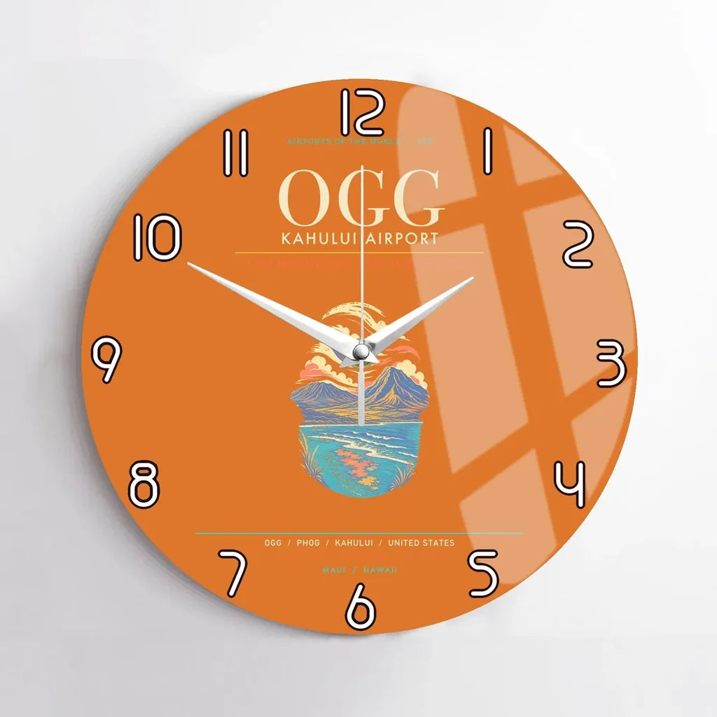Kahului Airport OGG Wall-Clock No-Frame - Orange