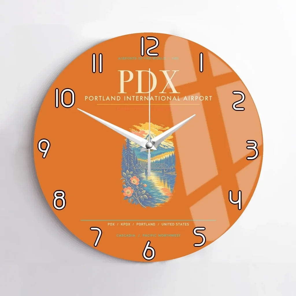 Portland International Airport PDX Wall-Clock No-Frame - Orange