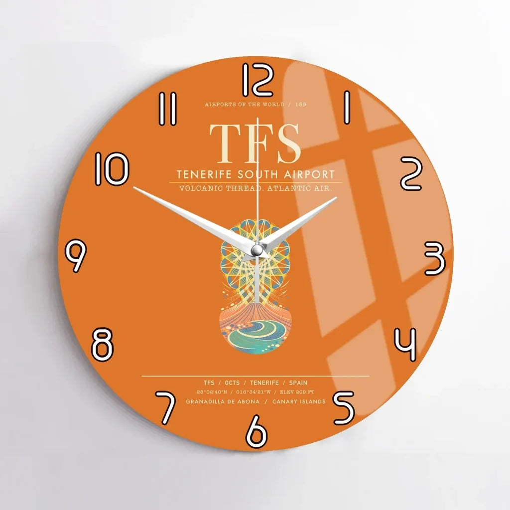 Tenerife South Airport TFS Wall-Clock No-Frame - Orange