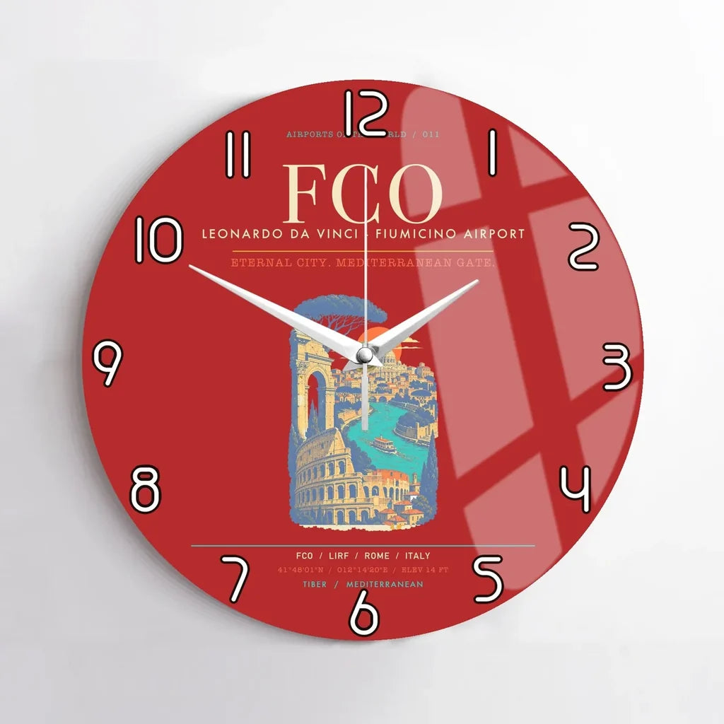 Rome Leonardo da Vinci Fiumicino Airport FCO Wall-Clock No-Frame - Red