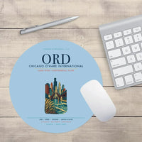 Thumbnail for Chicago O'Hare International Airport (ORD) design on light blue round mouse pad