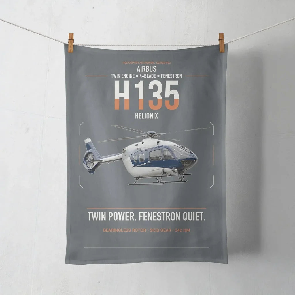Airbus H135 design on gray towel