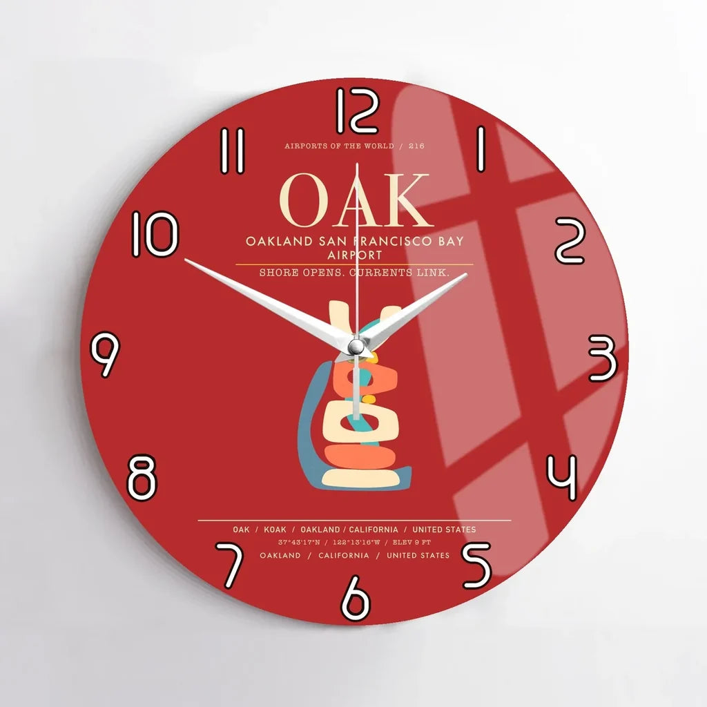 Oakland San Francisco Bay Airport OAK Wall-Clock No-Frame - Red