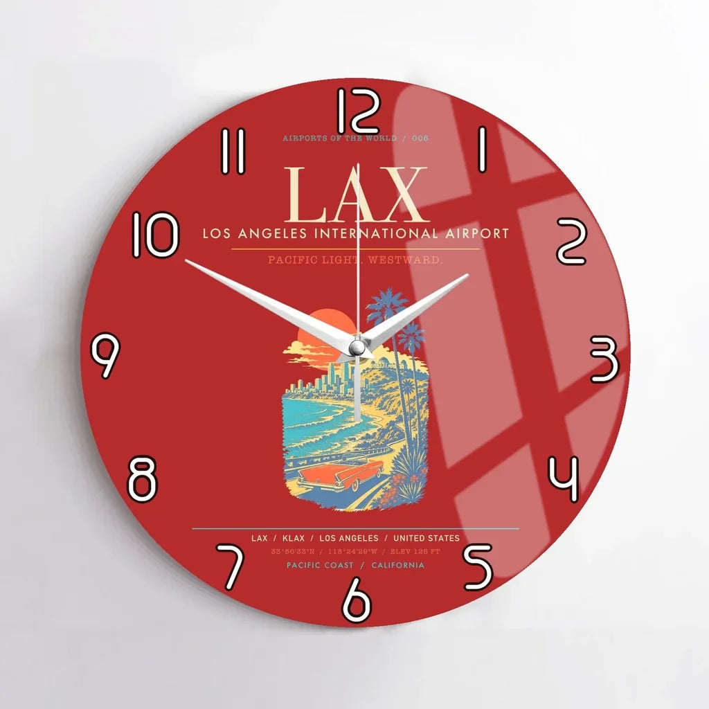 Los Angeles International Airport LAX Wall-Clock No-Frame - Red