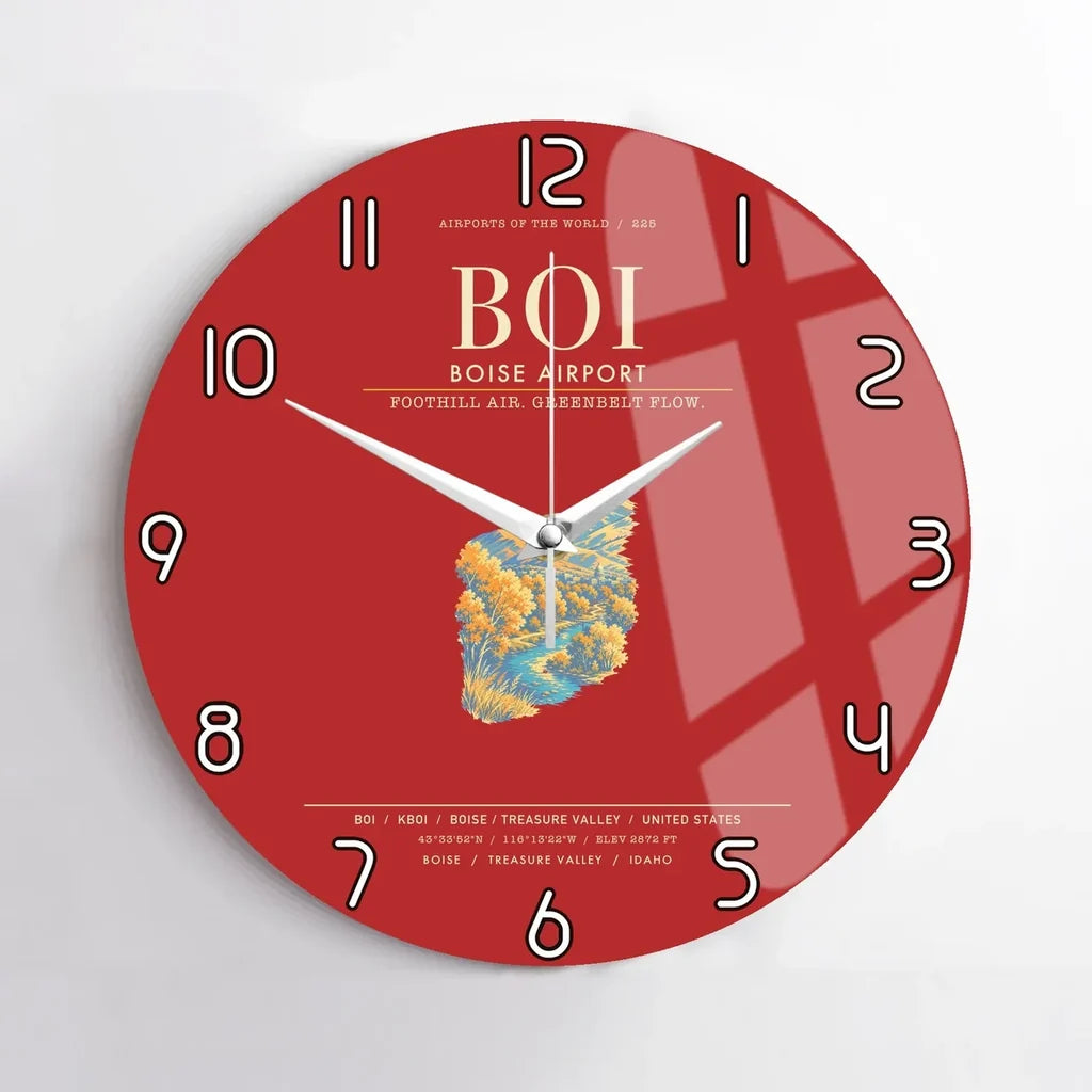 Boise Airport BOI Wall-Clock No-Frame - Red