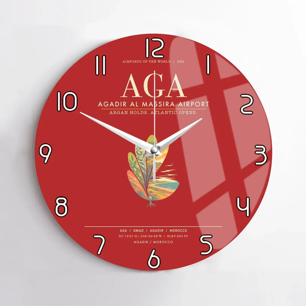 Agadir Al Massira Airport AGA Wall-Clock No-Frame - Red