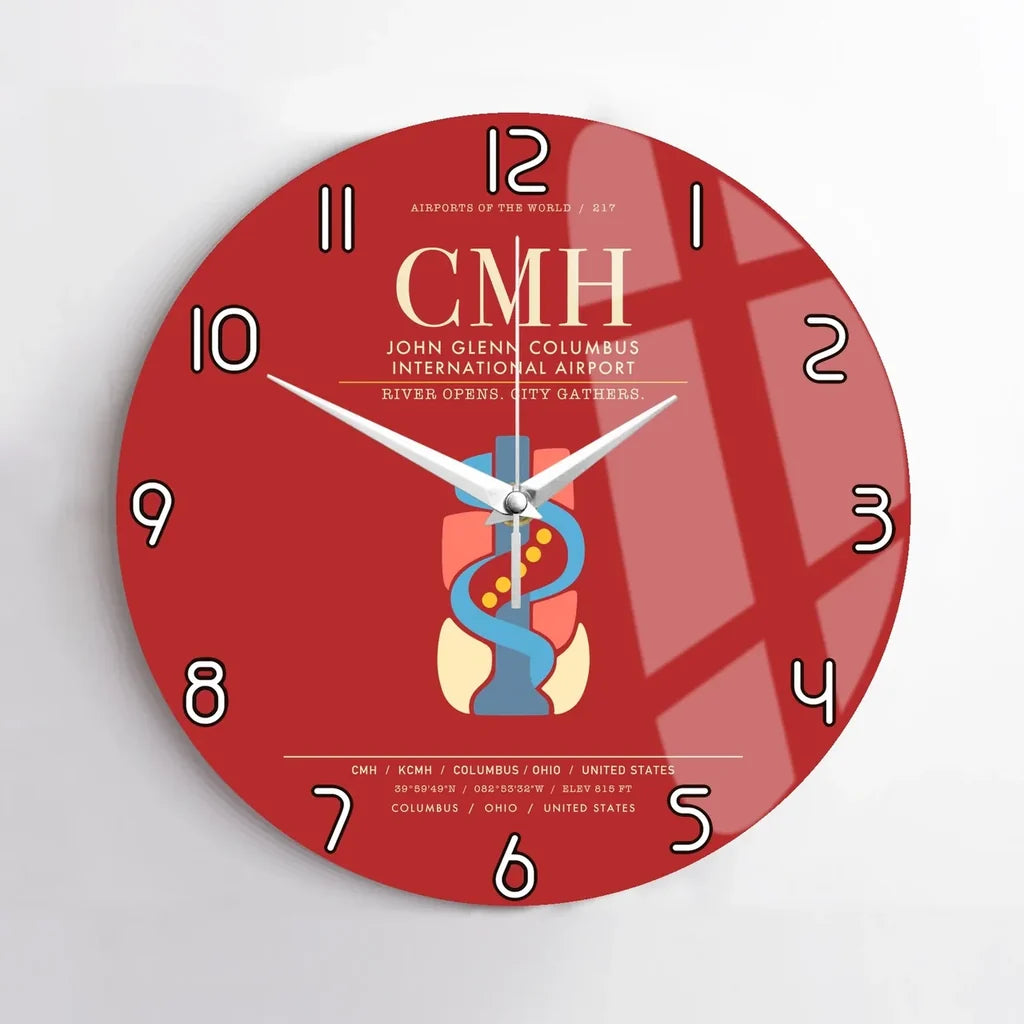 John Glenn Columbus International Airport CMH Wall-Clock No-Frame - Red