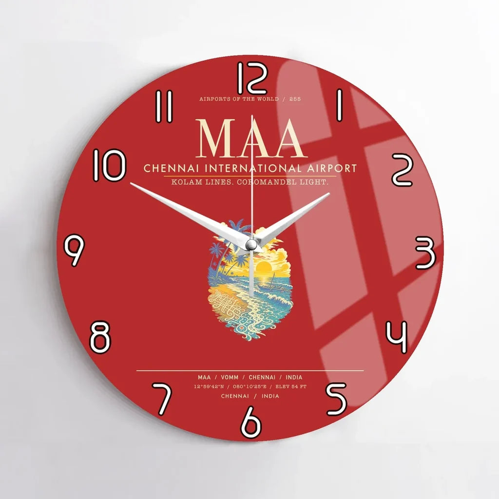 Chennai International Airport MAA Wall-Clock No-Frame - Red