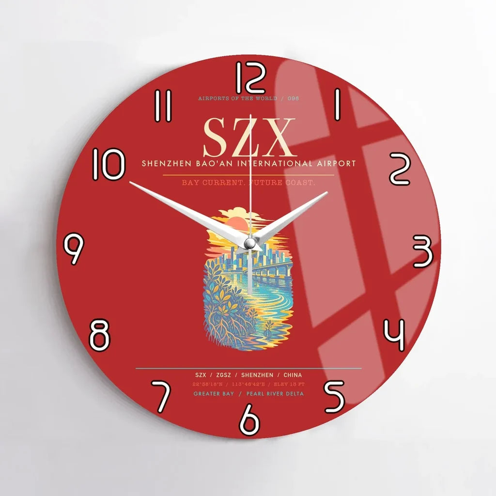 Shenzhen Bao'an International Airport SZX Wall-Clock No-Frame - Red