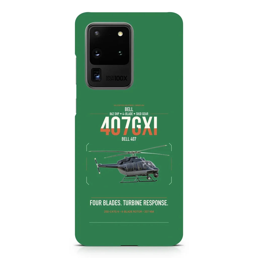 Bell 407GXi design on samsung case - green