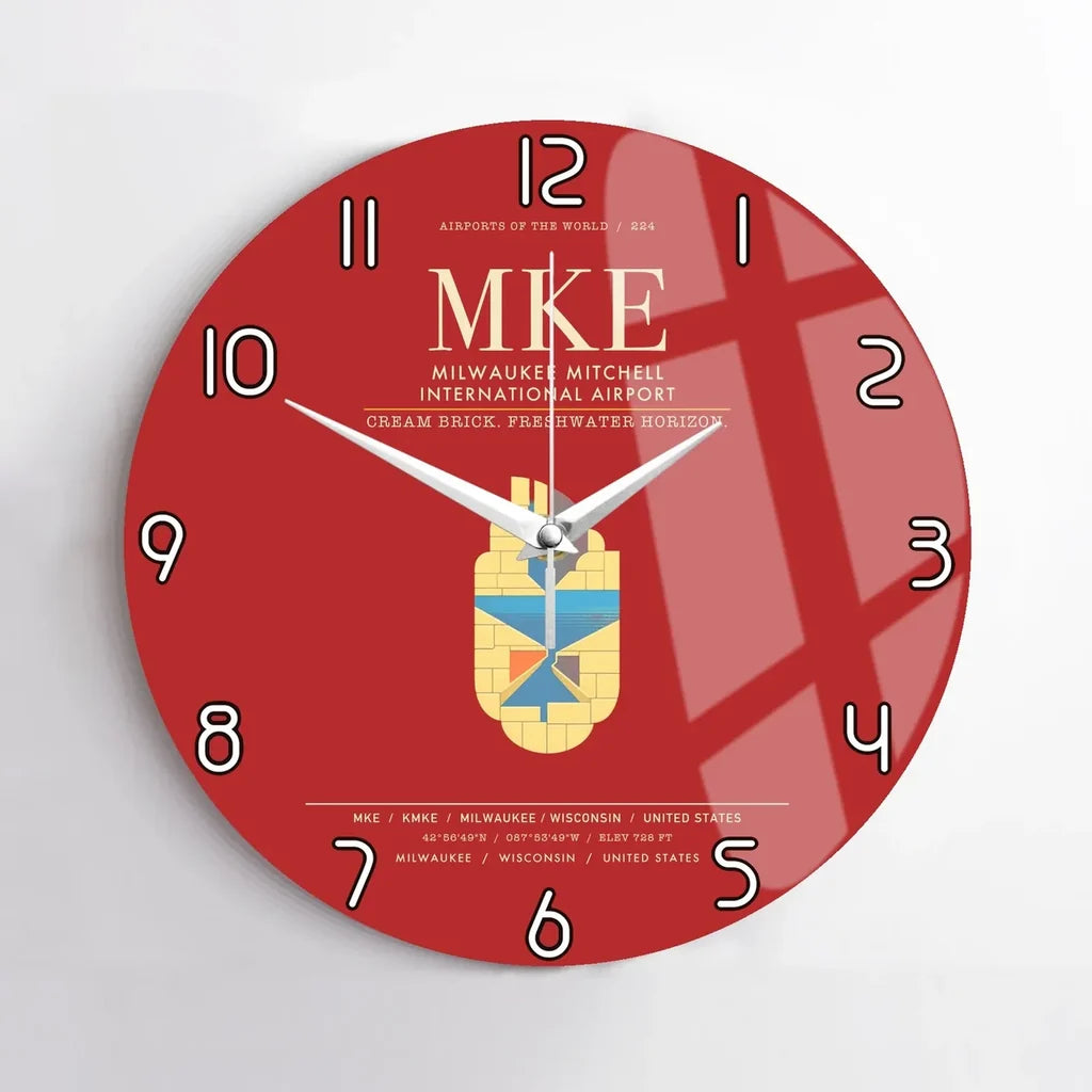 Milwaukee Mitchell International Airport MKE Wall-Clock No-Frame - Red