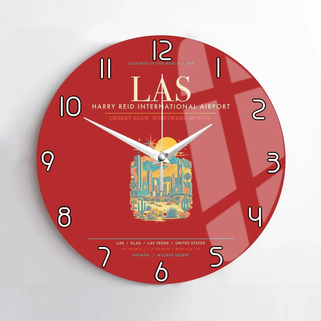 Las Vegas Harry Reid International Airport LAS Wall-Clock No-Frame - Red