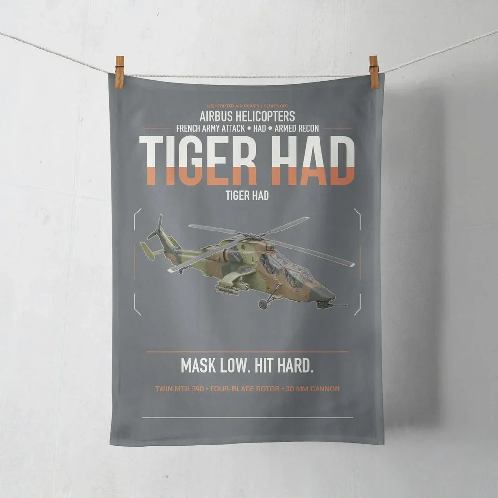 Airbus Helicopters Tiger HAD design on gray towel