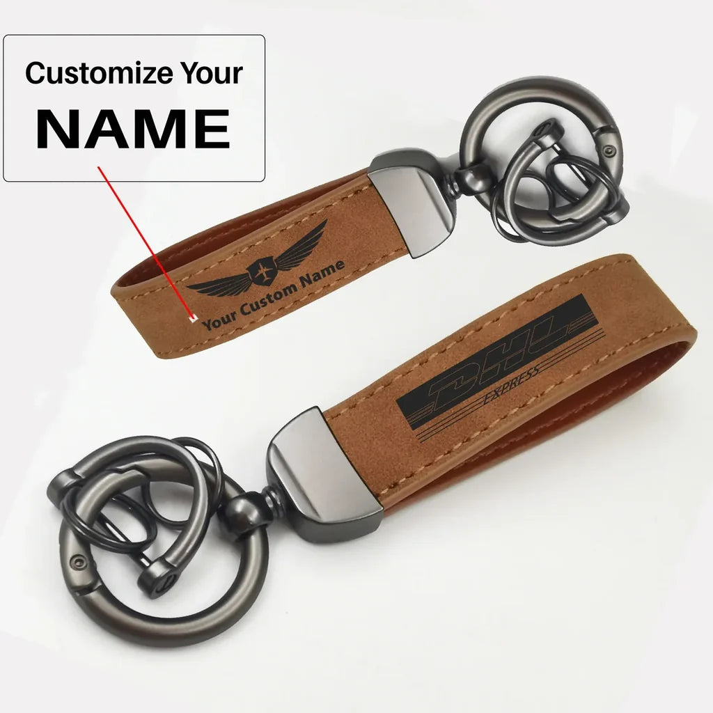DHL Aviation Horseshoe Buckle key chain, Camel + Name