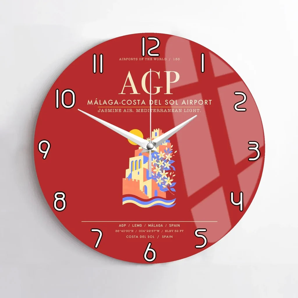 Malaga-Costa del Sol Airport AGP Wall-Clock No-Frame - Red