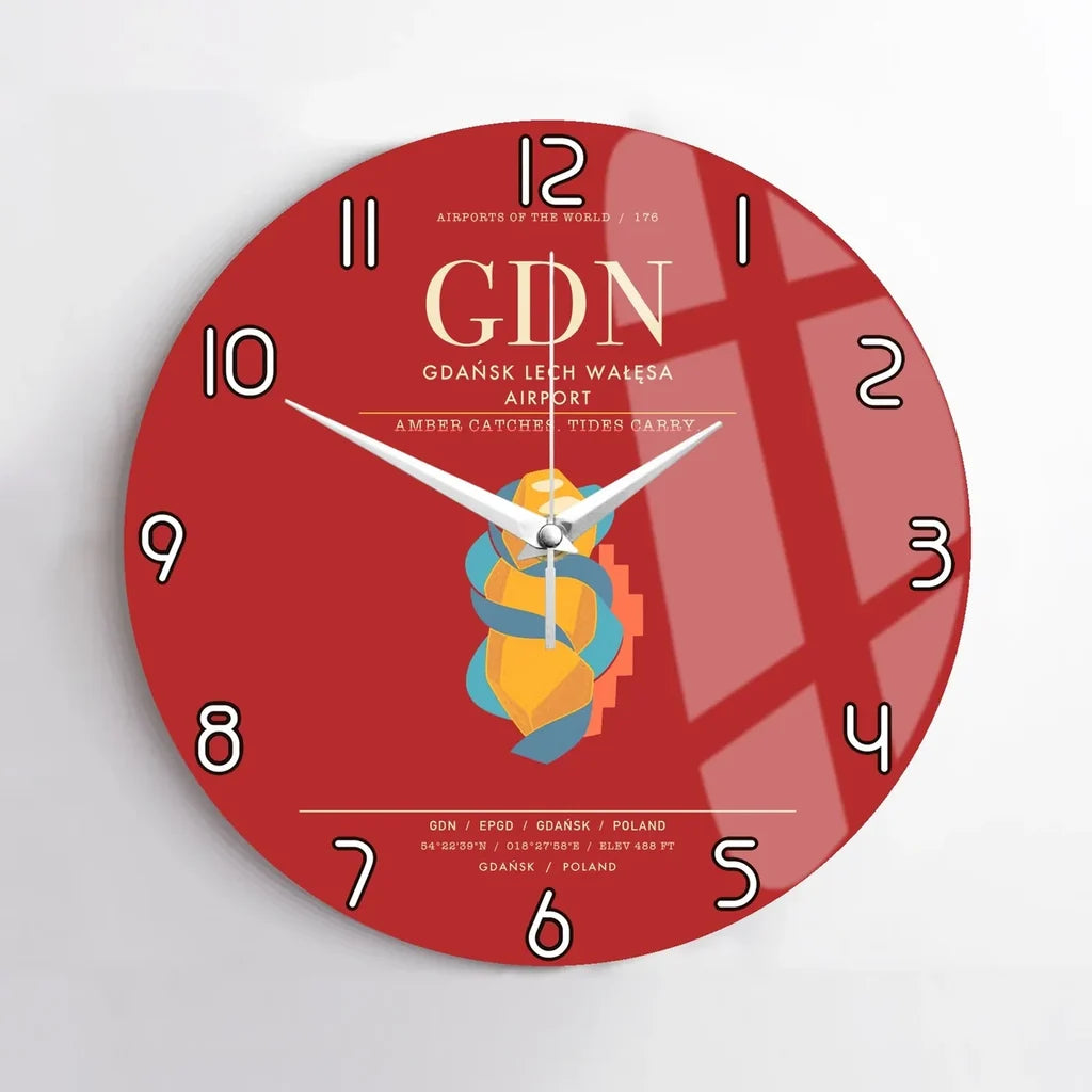 Gdansk Lech Waesa Airport GDN Wall-Clock No-Frame - Red