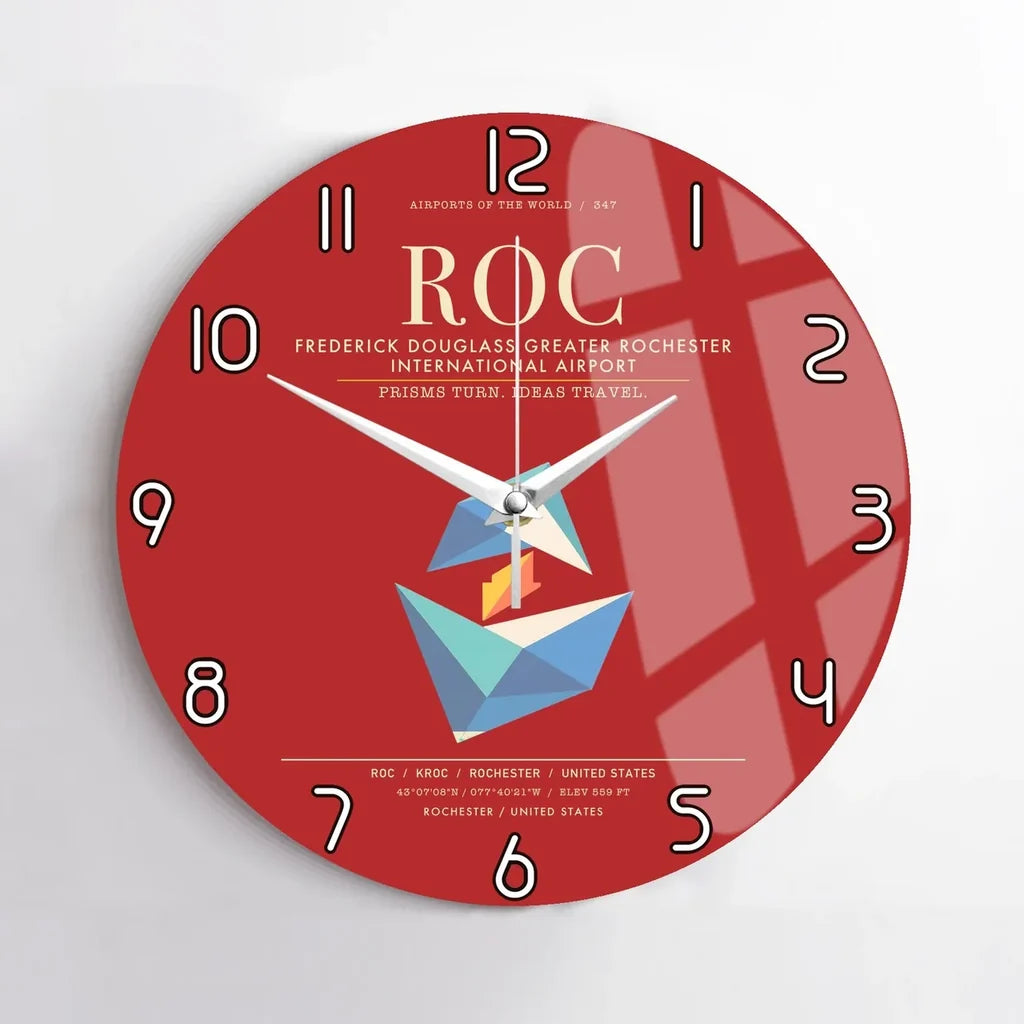 Frederick Douglass Greater Rochester International Airport ROC Wall-Clock No-Frame - Red