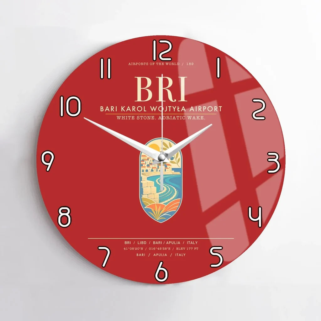 Bari Karol Wojtya Airport BRI Wall-Clock No-Frame - Red