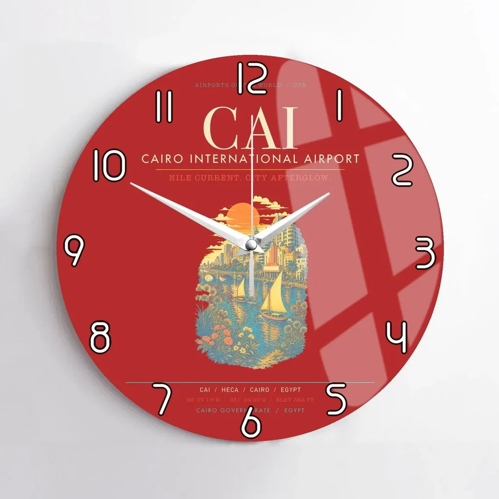 Cairo International Airport CAI Wall-Clock No-Frame - Red