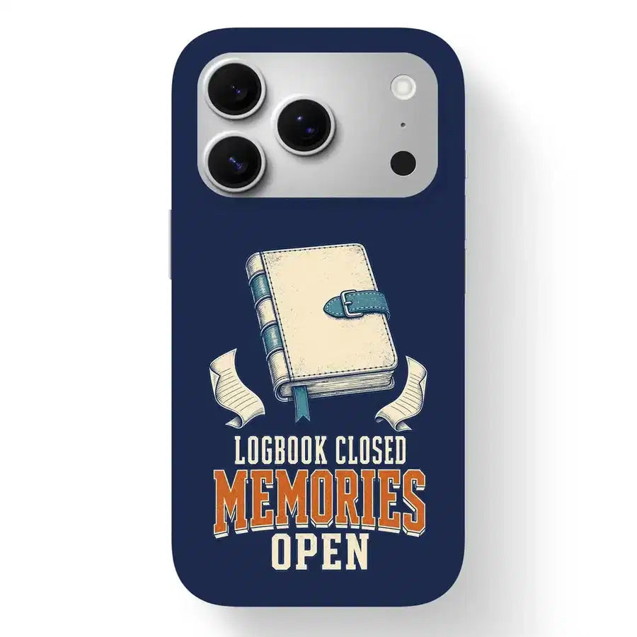SIGNAL 301 - Logbook Closed Memories Open - MagSafe iPhone 17 Pro design on navy blue magsafe iphone 17 pro