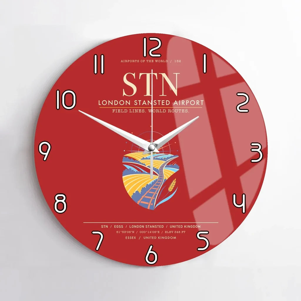 London Stansted Airport STN Wall-Clock No-Frame - Red
