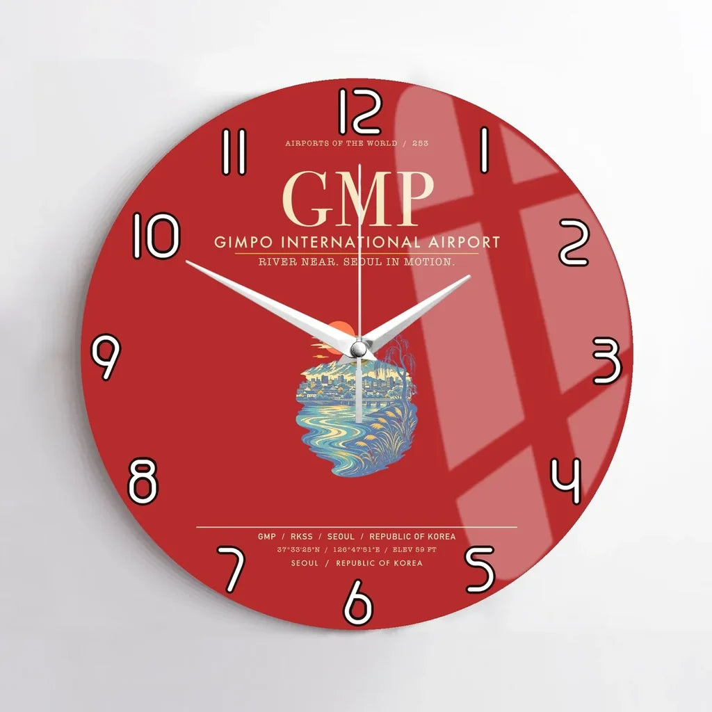 Gimpo International Airport GMP Wall-Clock No-Frame - Red