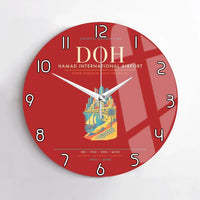 Thumbnail for Doha Hamad International Airport DOH Wall-Clock No-Frame - Red