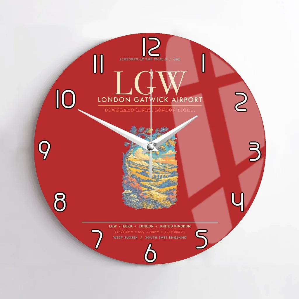 London Gatwick Airport LGW Wall-Clock No-Frame - Red